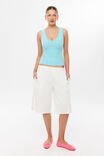 Yuri Longline Sweat Short, CREAMY WHITE/PINK - example image 1