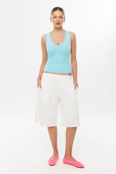 Yuri Longline Sweat Short, CREAMY WHITE/PINK