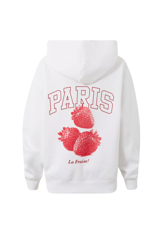 Paige Oversized Printed Hoodie, CLOUD WHITE/PARIS STRAWBERRY