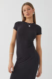 Soft Short Sleeve Maxi Dress, BLACK - alternate image 2
