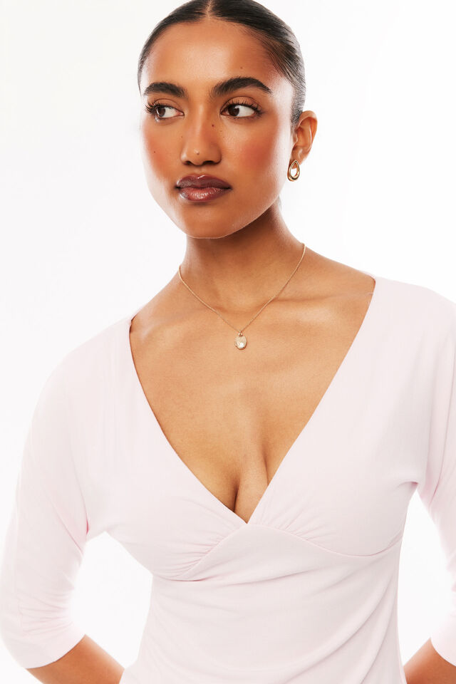 Soft Gabriel 3/4 Sleeve Top, POWDER BLUSH