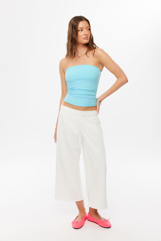 Fifi Low Rise Wide Capri, WHITE