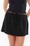 Henley Relaxed Linen Mini Skirt, BLACK - alternate image 4