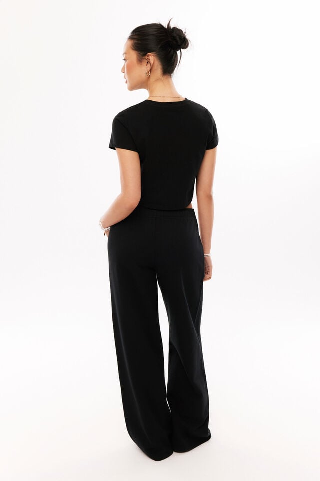 Sasha Wide Leg Track Pant, BLACK