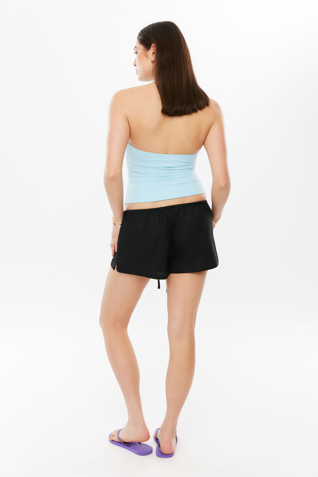 Marley Low Rise Linen Short, BLACK