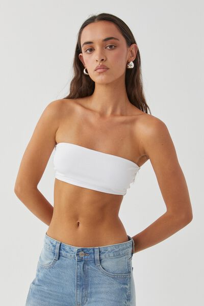 Luxe Cropped Bandeau, WHITE