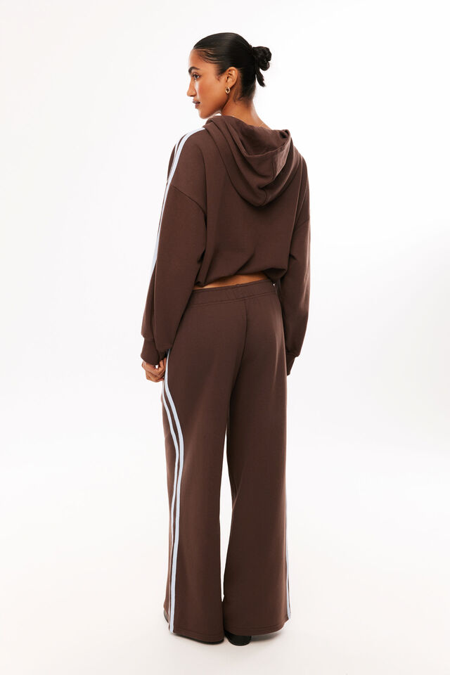 Desley Cinched Zip Through Hoodie, BAKED BROWN/DREAMY BLUE