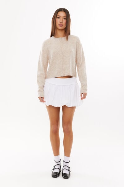 Foldback  Bubble Mini Skirt, WHITE
