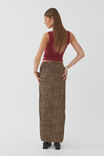 Soft Ruched Split Maxi Skirt, NINA LEOPARD BROWN - alternate image 3