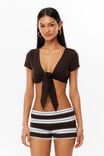Sopha Dopha x Supr&eacute; Booty Short, MONACO STRIPE WHITE/BROWN - example image 2