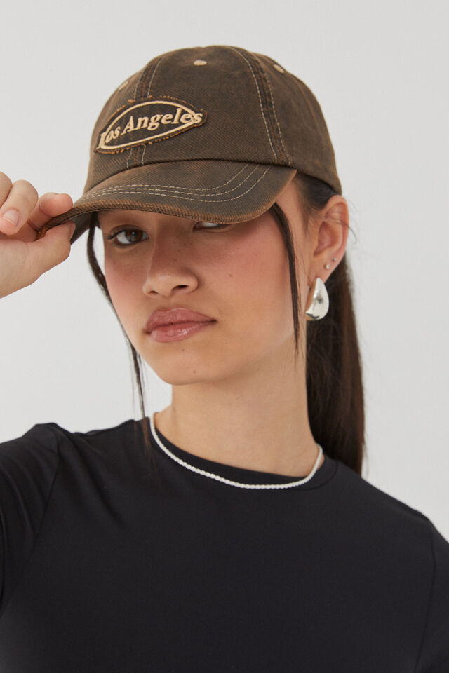 Emily Graphic Baseball Cap, WASHED BROWN/LOS ANGELES