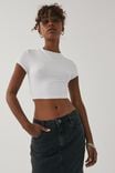 Luxe Cropped Short Sleeve Top, WHITE - alternate image 6
