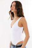 Luxe V Neck Bodysuit, WHITE - alternate image 2
