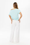 Cecilia Draped Top, GLOSSY AQUA - example image 3
