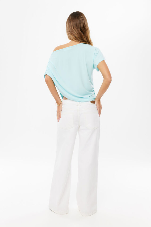 Cecilia Draped Top, GLOSSY AQUA