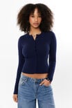 Cassie Button Through Knit Cardi, VARSITY NAVY - alternate image 1