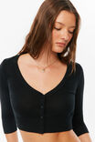 Nora Cropped Cardigan, BLACK - example image 2