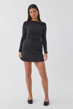 Catie Long Sleeve Ruched Mini Dress, BLACK - alternate image 1