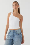 Luxe One Shoulder Top, WHITE - alternate image 1