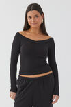 Rebecca Long Sleeve Top, BLACK - alternate image 1