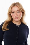 Kendal Cropped Knit Cardigan, ALL STAR NAVY - alternate image 4