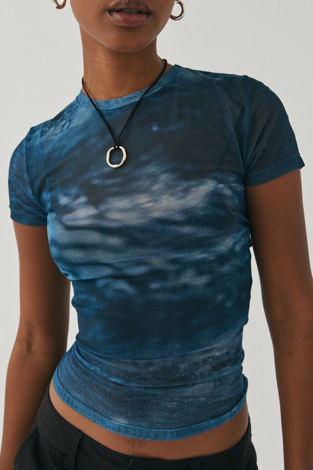 Mesh Graphic T Shirt, BLUE/WATER