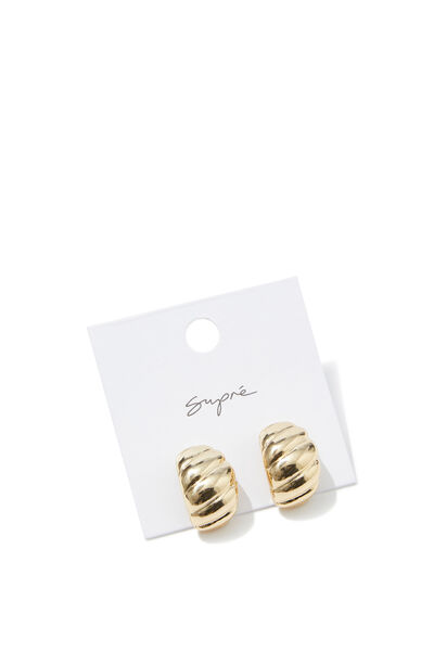 Textured Dome Chunky Earring, GOLD