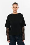 Jodie Layered Long Sleeve Top, BLACK - example image 1