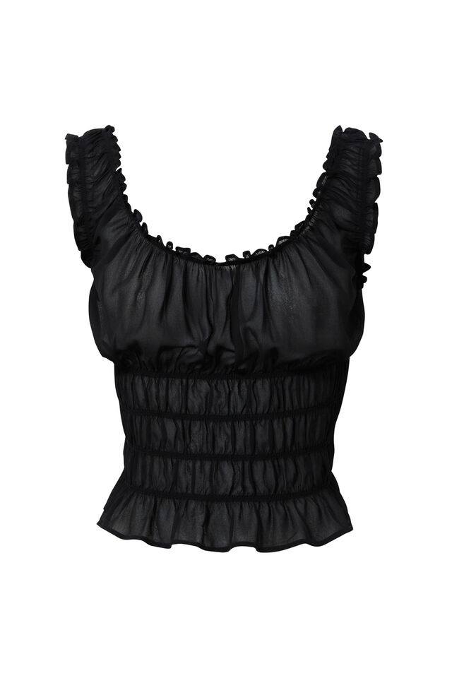 Sienna Ruched Top, BLACK