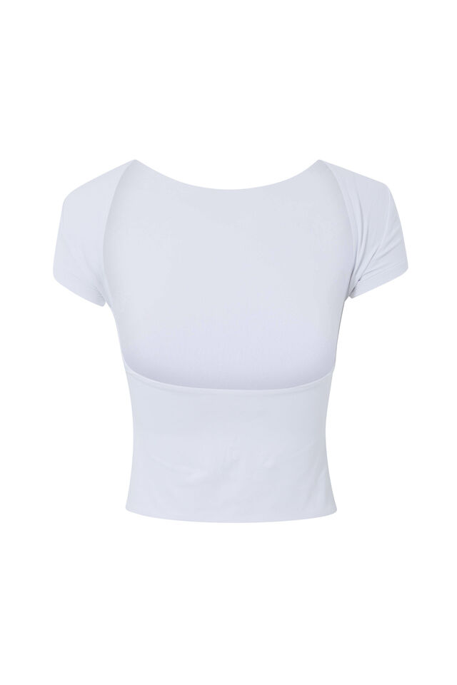 Luxe Short Sleeve Backless Tee, WHITE