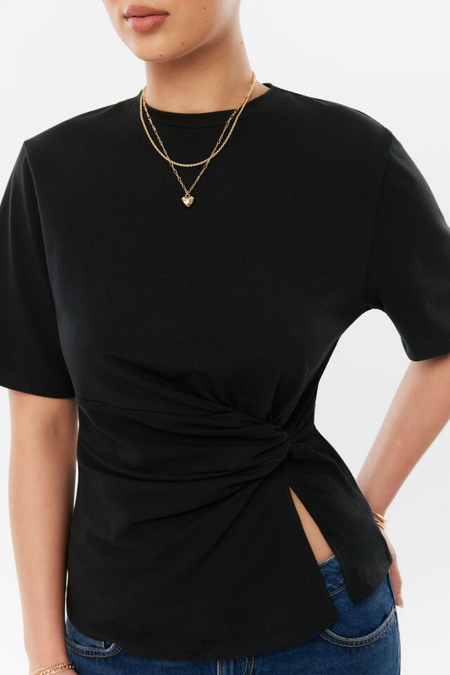 Tamsin Twist Tee, BLACK