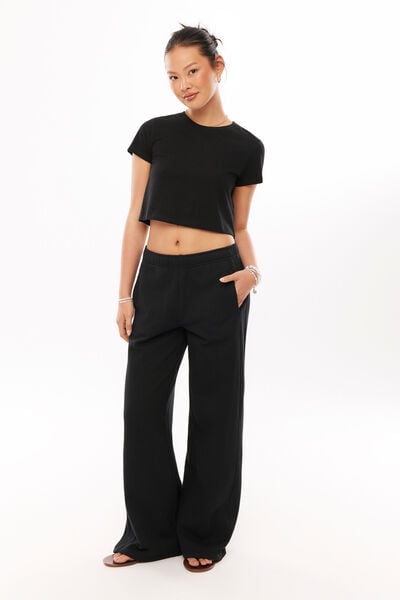 Sasha Wide Leg Track Pant, BLACK