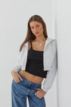 Jolie Cropped Zip Through Hoodie, LIGHT GREY MARLE - alternate image 2