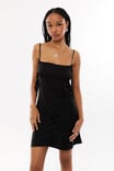 Sassy Satin Tie Dress, BLACK - alternate image 1