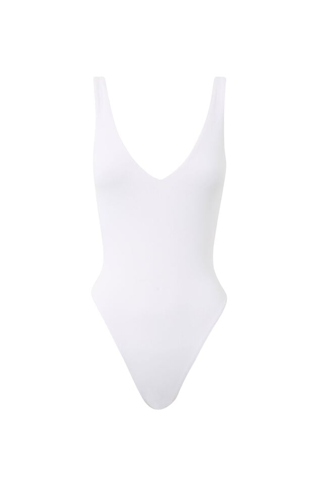 Luxe V Neck Bodysuit, WHITE