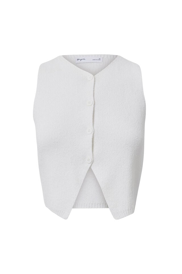 Gemma Knitted Button Through Vest, SUMMER WHITE