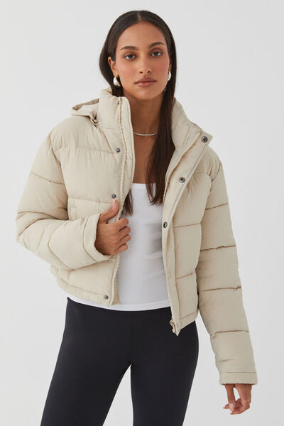 Recycled Puffer Jacket, BEIGE BUFF