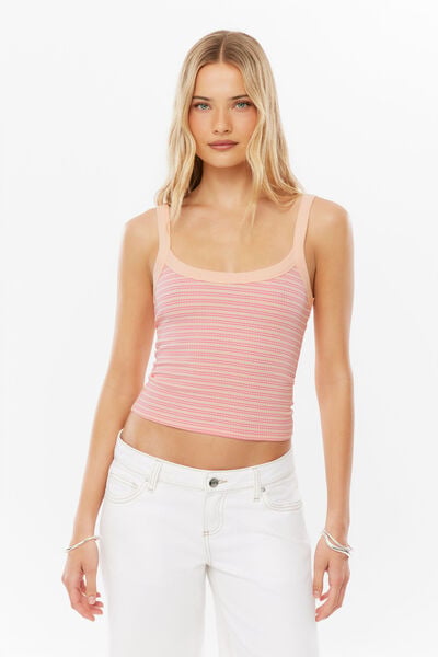 Riri Scoop Neck Tank, PEACHY HAZE/ CANDY CORE PINK STRIPE