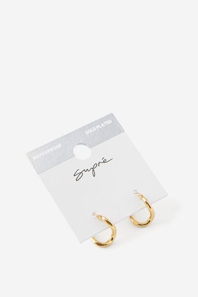 Waterproof Earring, GOLD/ABSTRACT HOOP