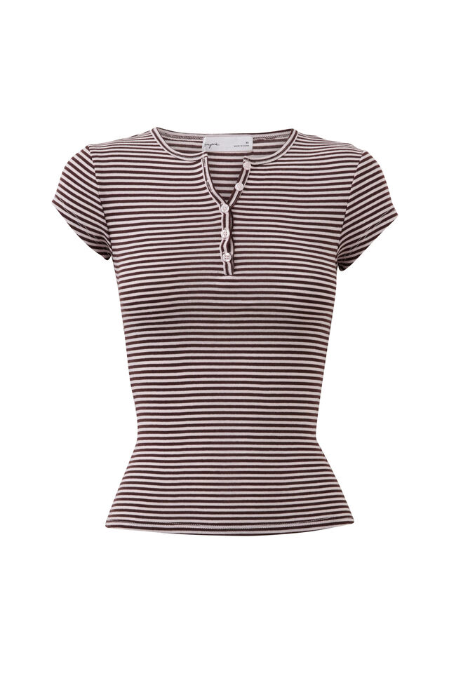 Alexis Henley Tee, SARA STRIPE BUBBLE PINK/TRUFFLE BROWN