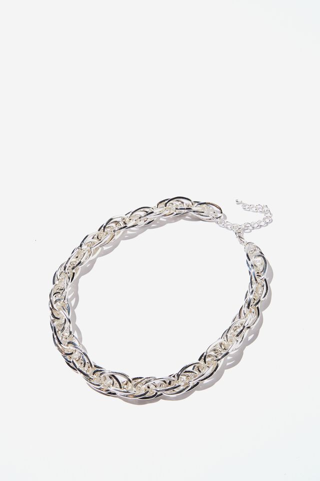 Chunky Twisted Necklace, SILVER