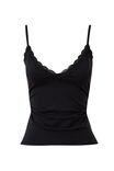 Sleek Margot Lace Trim Tank, BLACK - example image 5