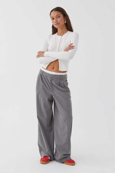 Brooke Boxer Tailored Pant, CHARCOAL MARLE