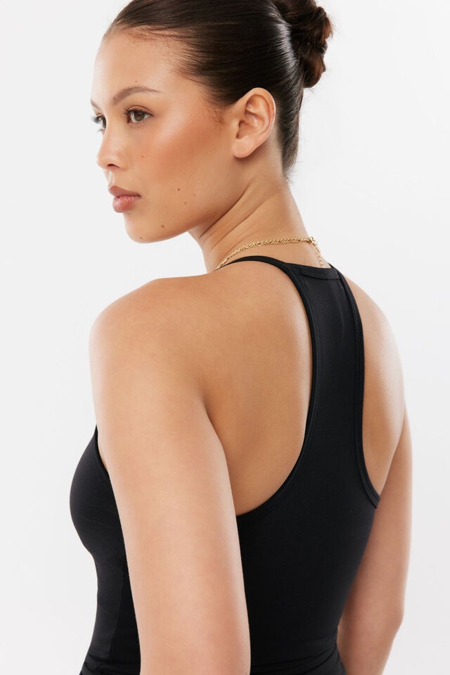 Sleek Phoebe V Neck Top, BLACK