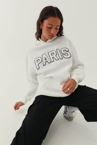 Paige Oversized Printed Hoodie, WHITE/PARIS