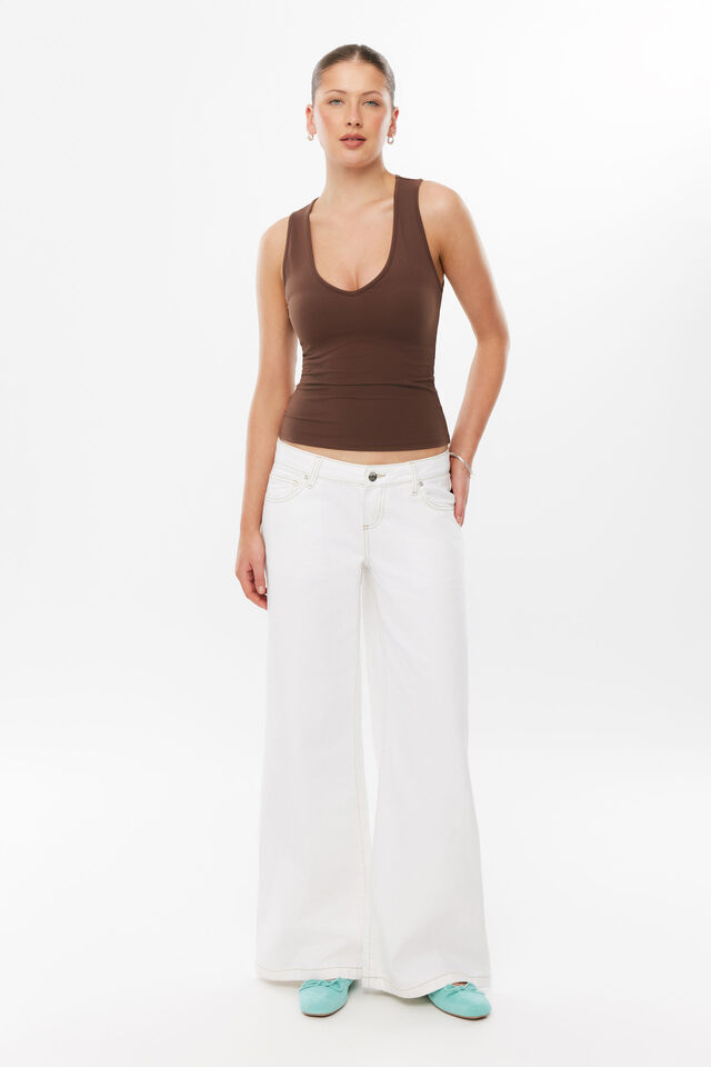 Sleek Jemima V Neck Tank, BAKED BROWN