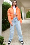 Recycled Cropped Puffer, ORANGE POP