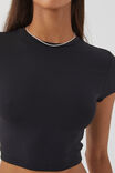 Luxe Cropped Short Sleeve Top, BLACK - alternate image 3