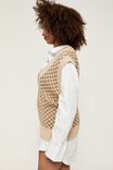 Melissa Knit Vest, SOFT TAUPE/HOUNDSTOOTH