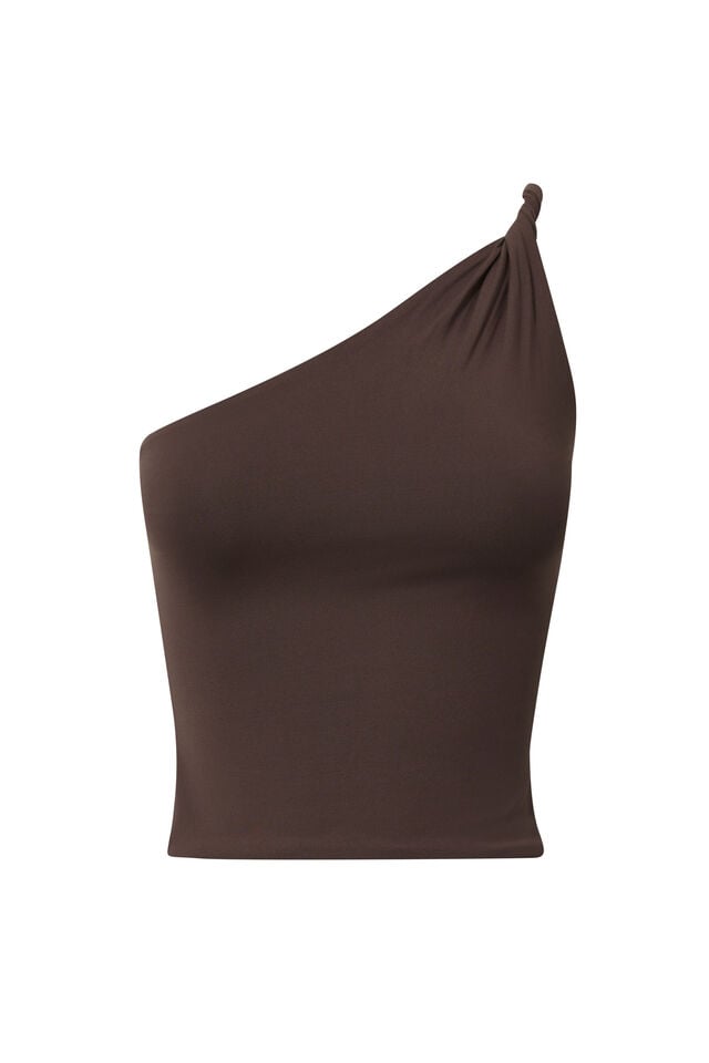 Luxe Jessica One Shoulder Top, ESPRESSO BROWN